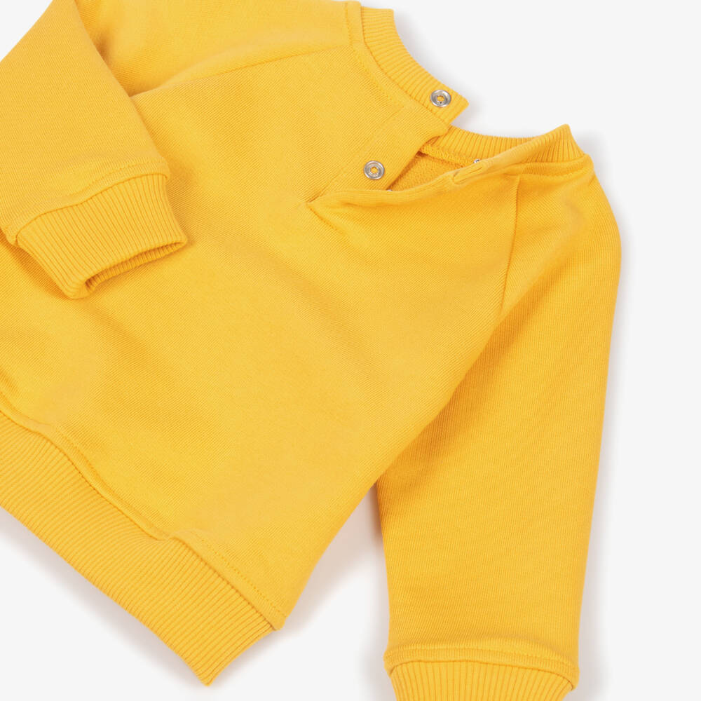 Stella McCartney Kids-Boys Yellow Cotton Music Note Sweatshirt | Childrensalon