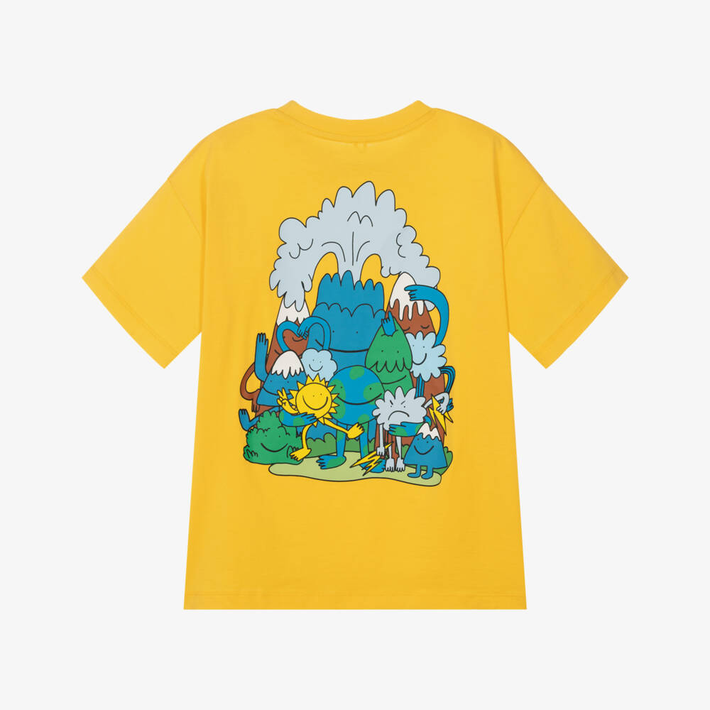 Stella McCartney Kids-Boys Yellow 'Stay Cool' Cotton T-Shirt | Childrensalon