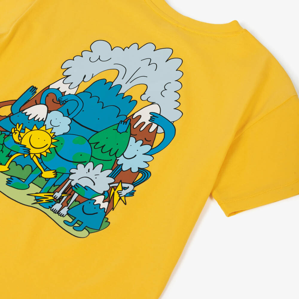 Stella McCartney Kids-Boys Yellow 'Stay Cool' Cotton T-Shirt | Childrensalon