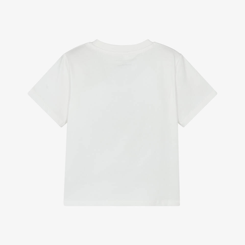 Stella McCartney Kids-Girl Ivory Cotton T-Shirt with Flower Logo | Childrensalon