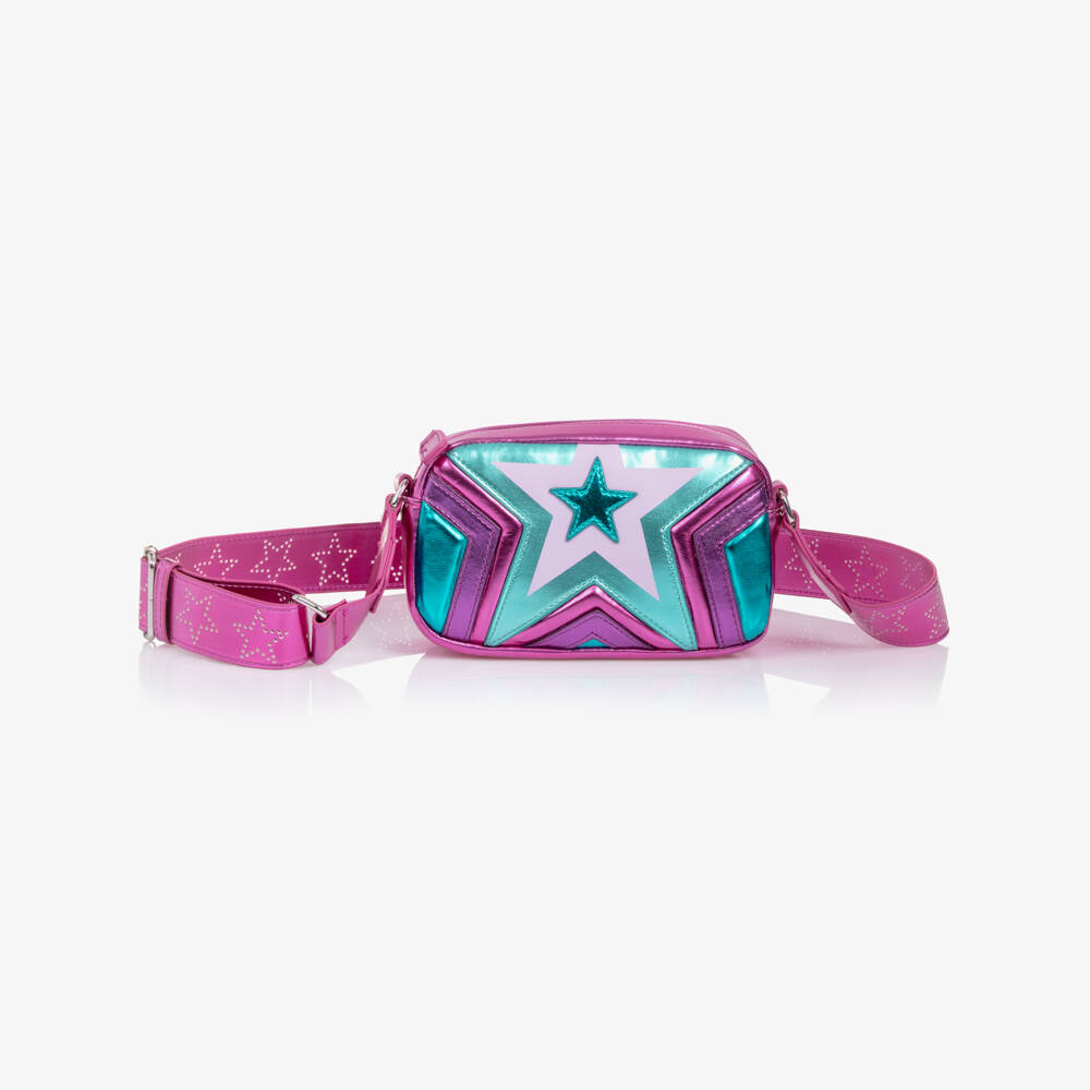 Stella McCartney Kids-Girl Pink & Blue Metallic Star Shoulder Bag (18cm) | Childrensalon