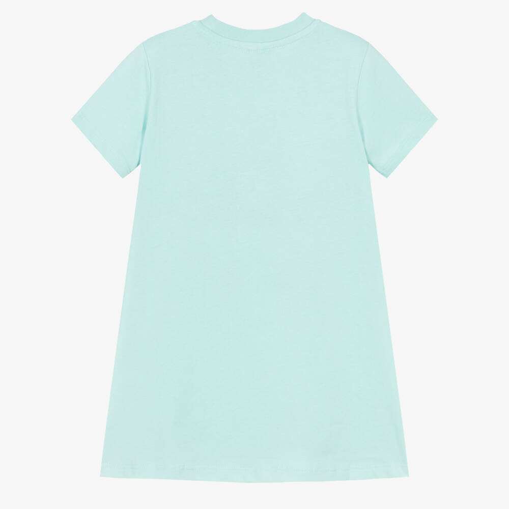 Stella McCartney Kids-Girls Aqua Blue Cotton T-Shirt Dress with Star Motif | Childrensalon