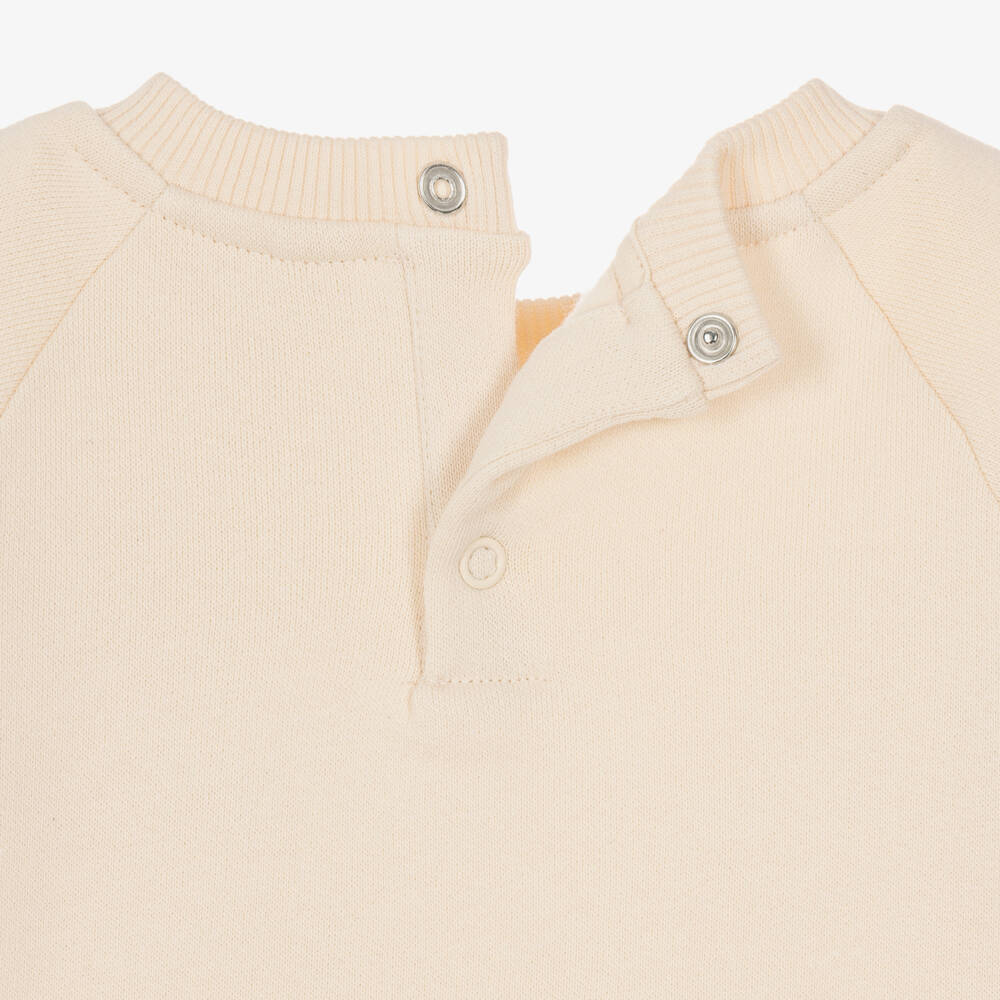 Stella McCartney Kids-Girls Beige Cotton Sweatshirt with Horse Logo | Childrensalon