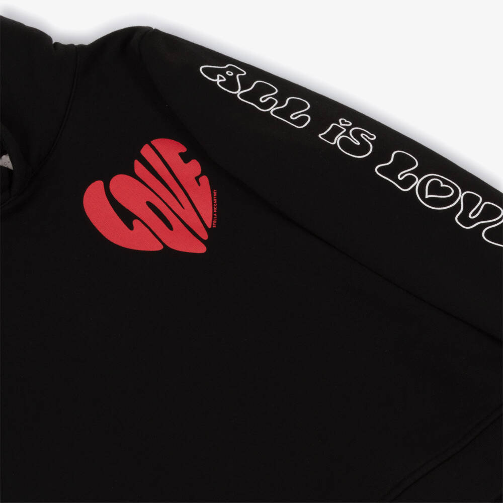 Stella McCartney Kids-Худи чёрное хлопковое с тематикой любви для девочек | Childrensalon