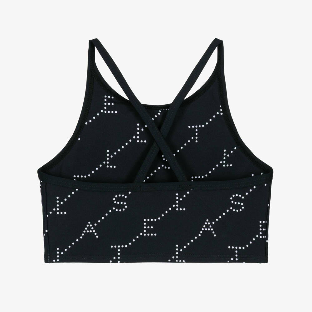 Stella McCartney Kids-Girls Black Cropped Top with White Logo Print (UPF50+) | Childrensalon