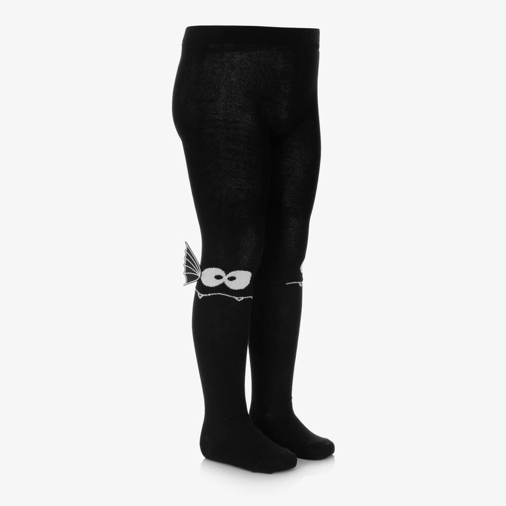 Stella McCartney Kids-Girls Black Halloween Tights with Bat Wings | Childrensalon