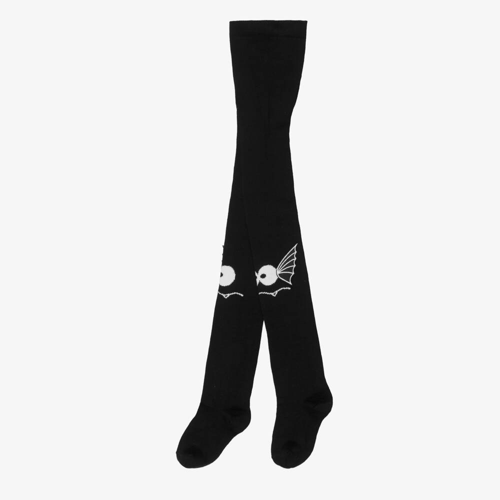 Stella McCartney Kids-Girls Black Halloween Tights with Bat Wings | Childrensalon
