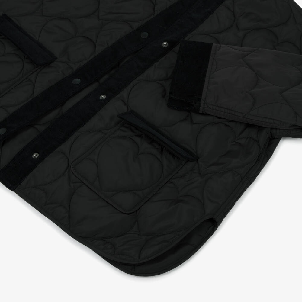 Stella McCartney Kids-Girls Black Heart Quilted Coat | Childrensalon