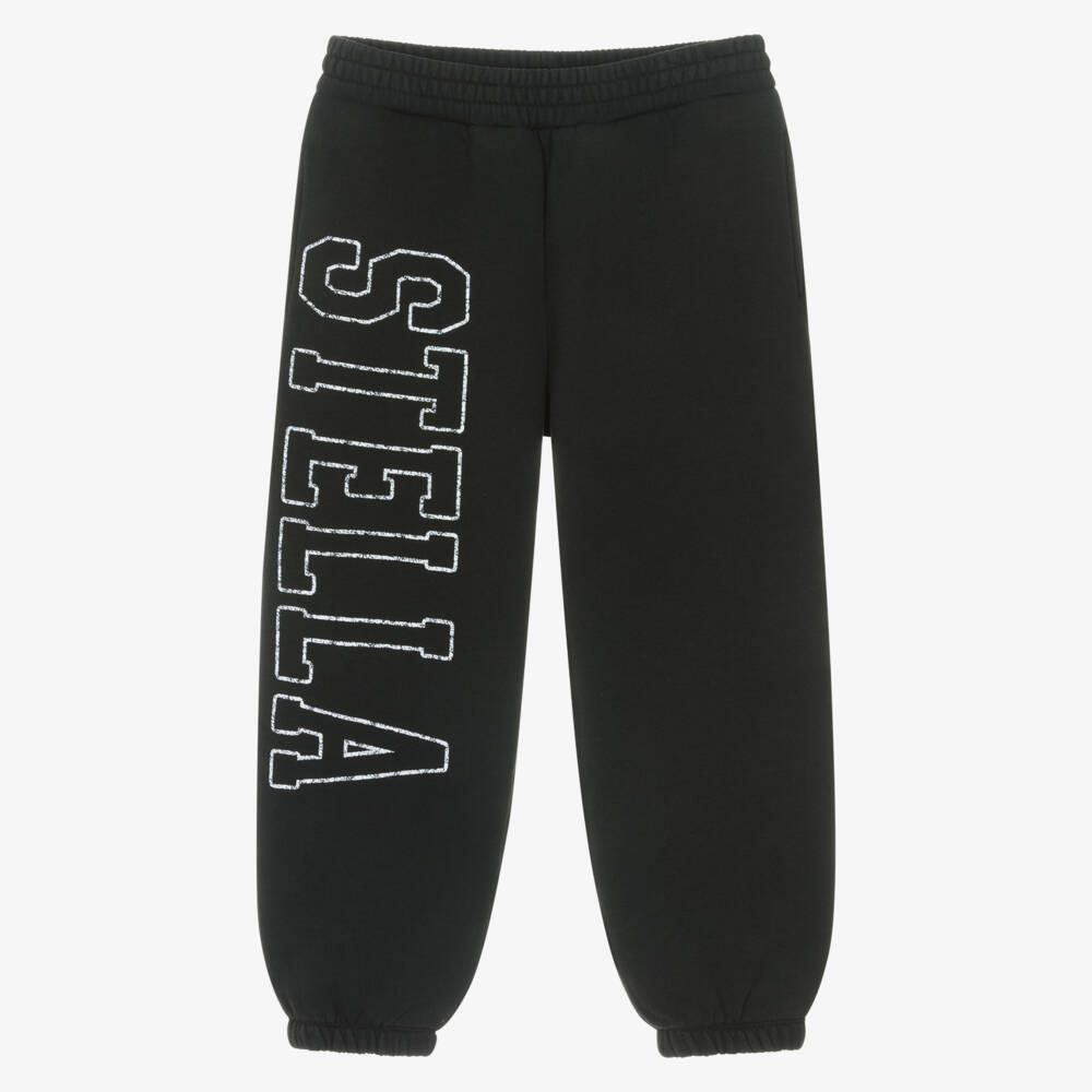 Stella McCartney Kids-Girls Black Joggers with Stella Logo | Childrensalon