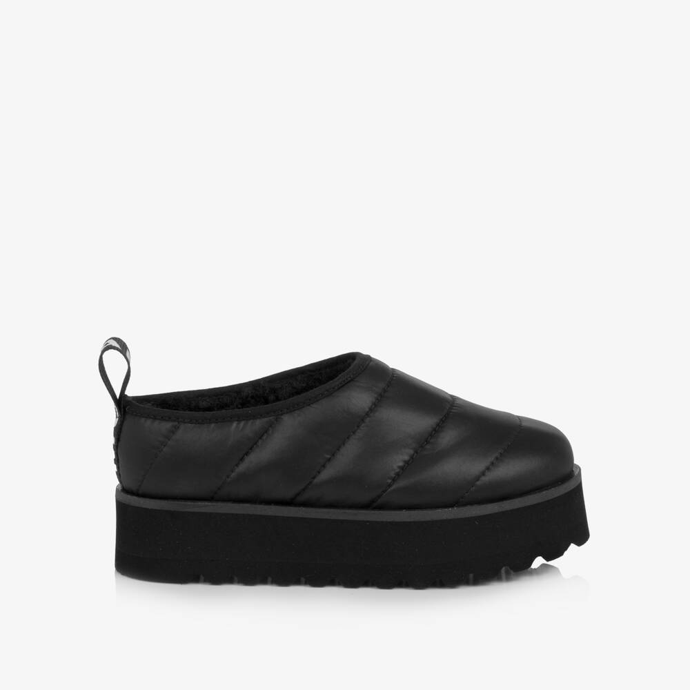 Stella McCartney Kids-Girls Black Quilted Mules with Sherpa Fleece Lining | Childrensalon