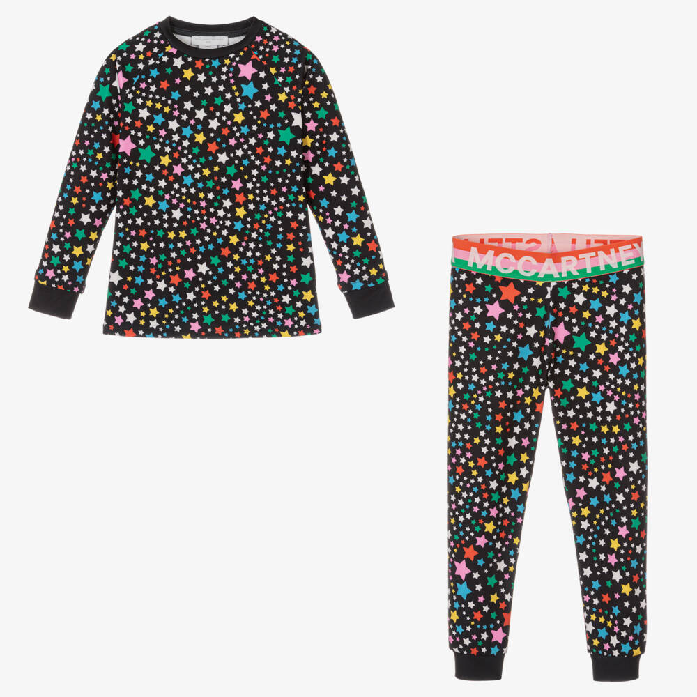 Stella McCartney Kids Ski Wear Capsule-Girls Black Star Base Layer Set | Childrensalon