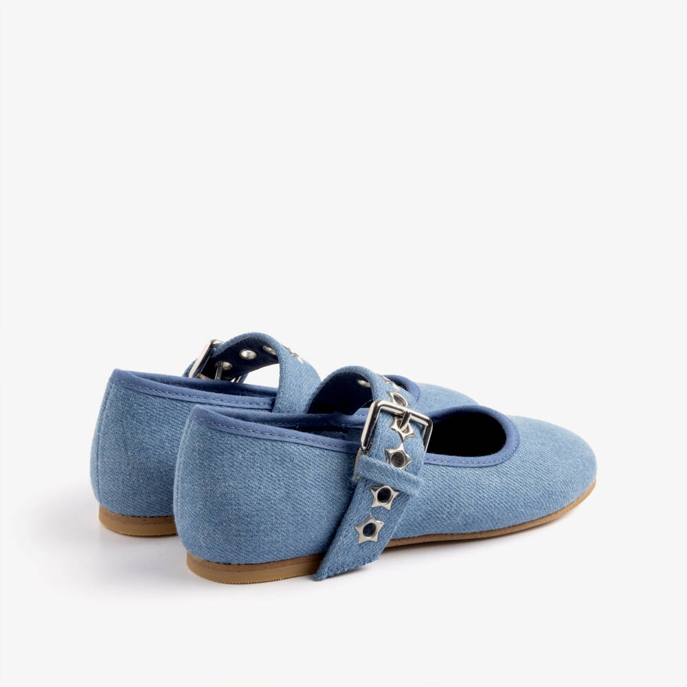 Stella McCartney Kids-Girls Blue Chambray Ballerina Flats | Childrensalon