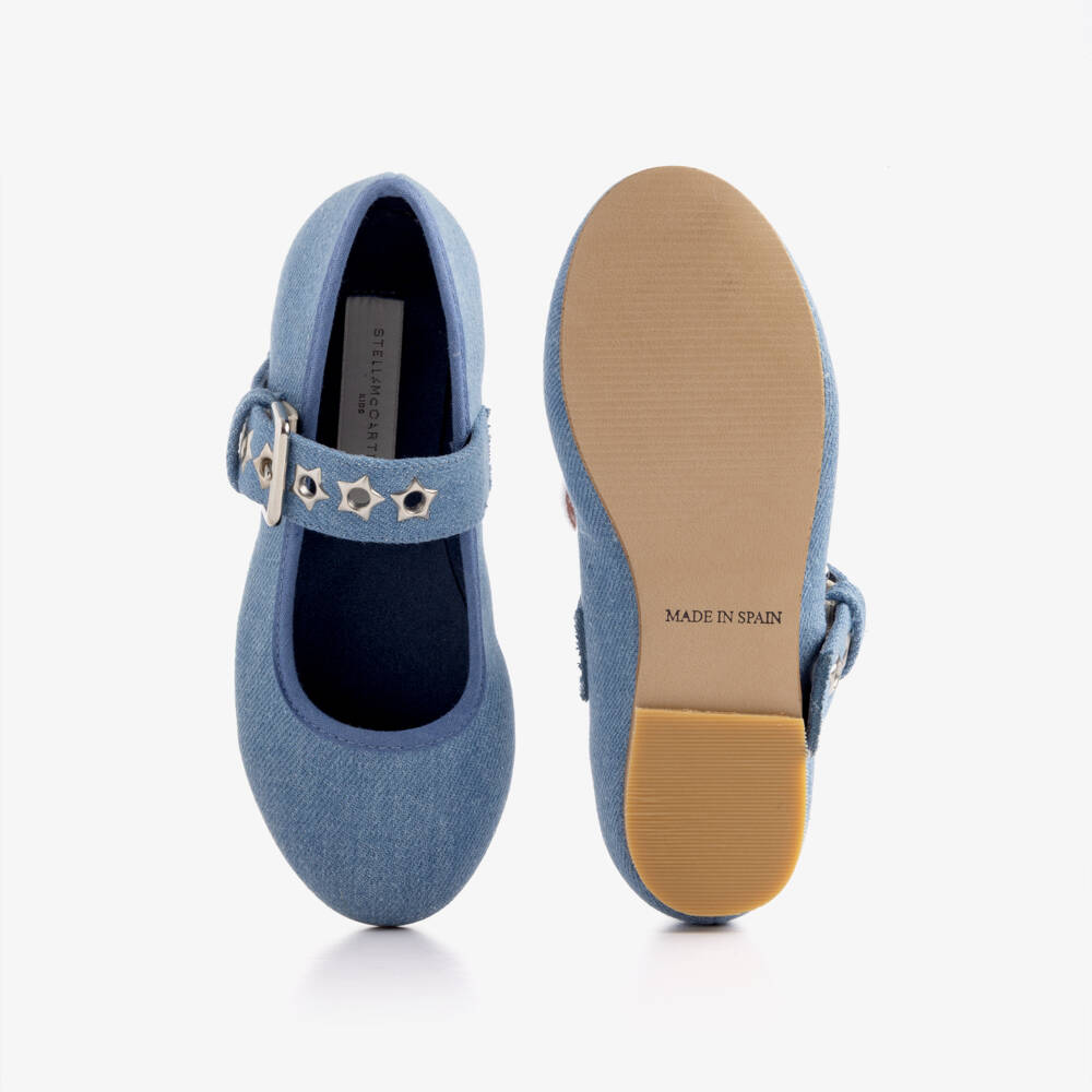 Stella McCartney Kids-Girls Blue Chambray Ballerina Flats | Childrensalon