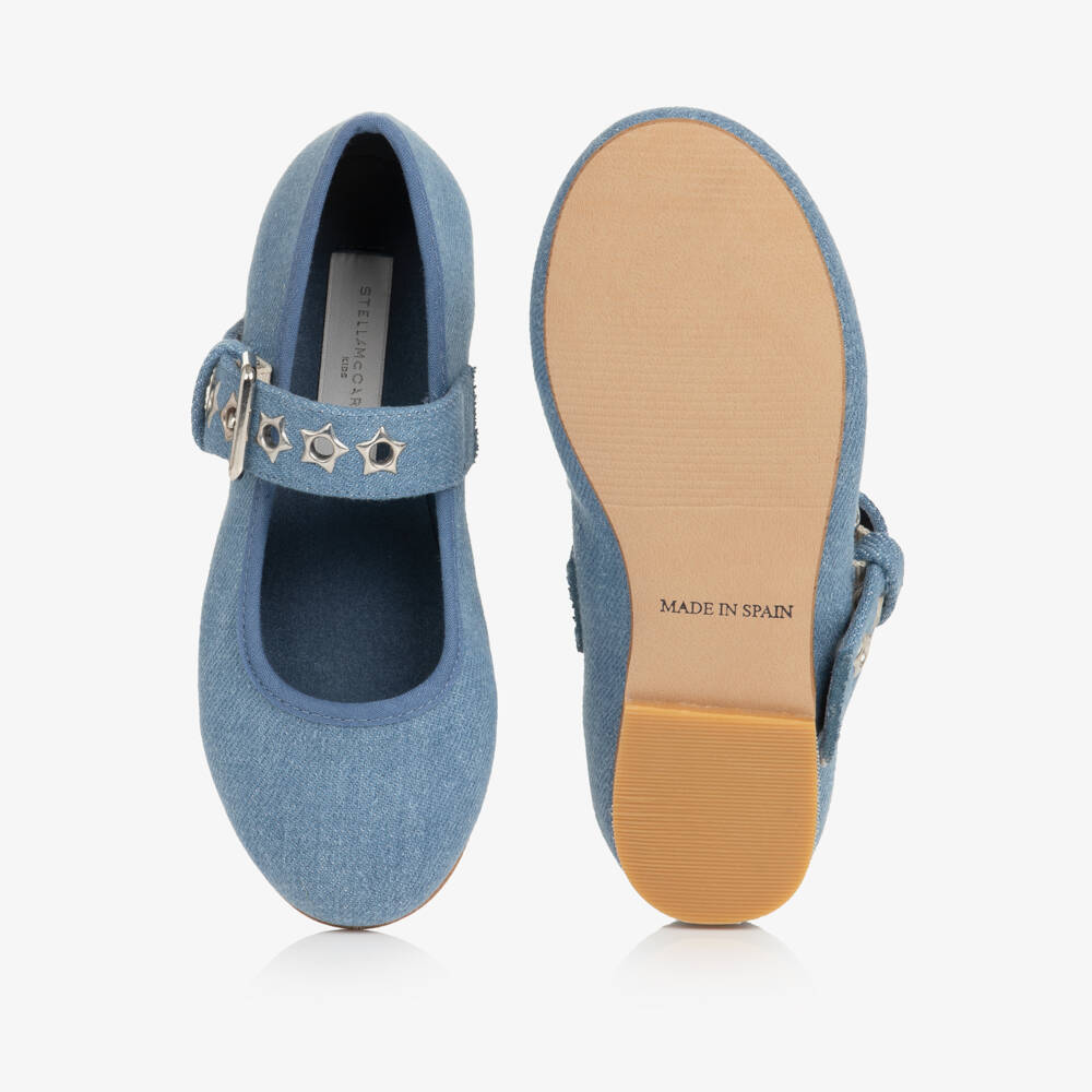 Stella McCartney Kids-Girls Blue Chambray Ballerina Flats | Childrensalon