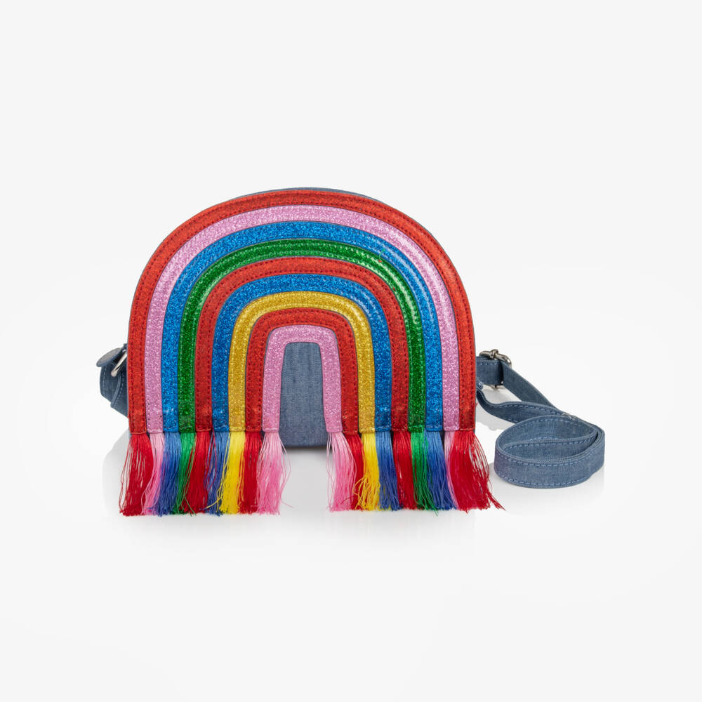 Stella McCartney Kids-حقيبة كتف شامبراي لون أزرق للبنات (20 سم) | Childrensalon
