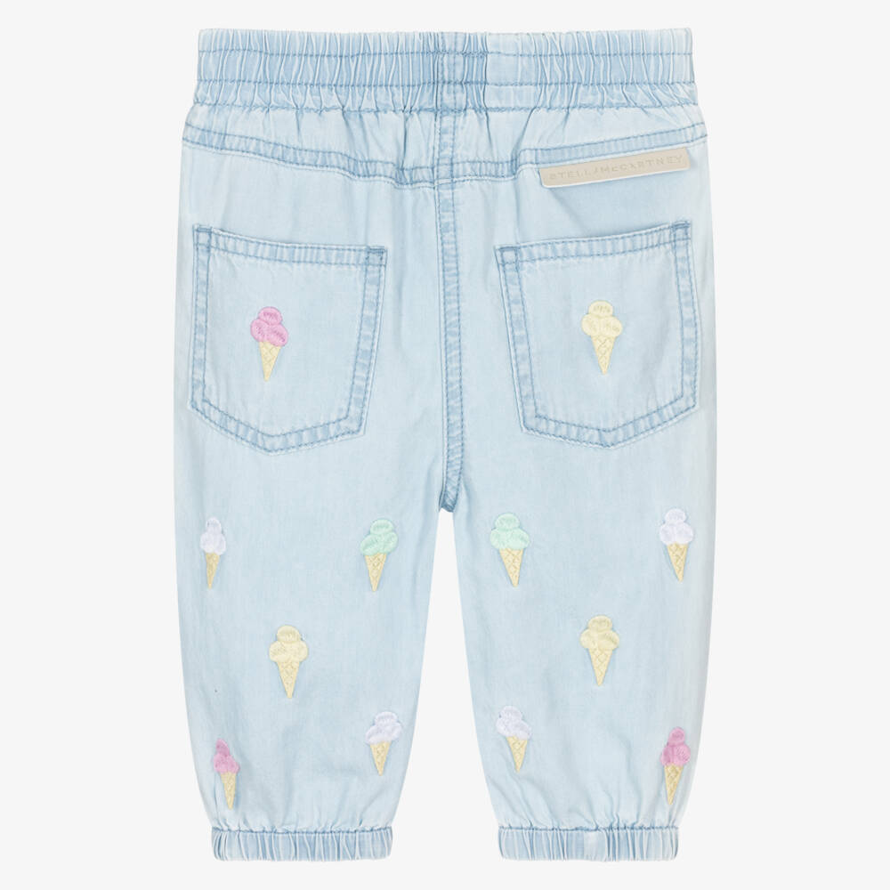 Stella McCartney Kids-Girls Blue Chambray Trousers | Childrensalon