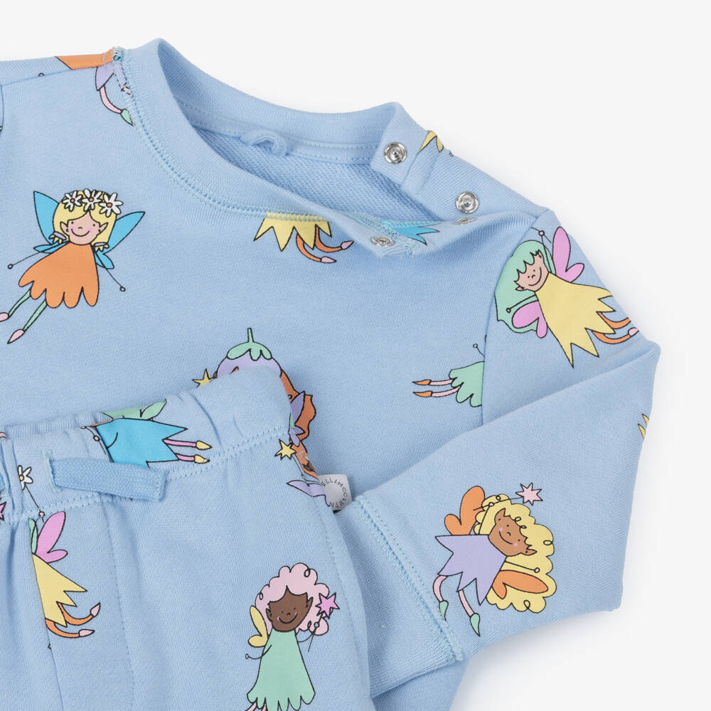 Stella McCartney Kids-Girls Blue Cotton Fairies Tracksuit | Childrensalon