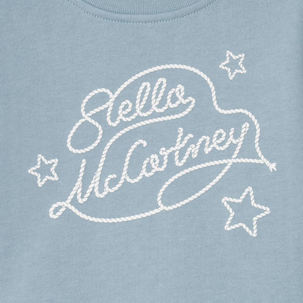 Stella McCartney Kids-Girls Blue Cotton Jersey Sweatshirt with Rope Logo | Childrensalon