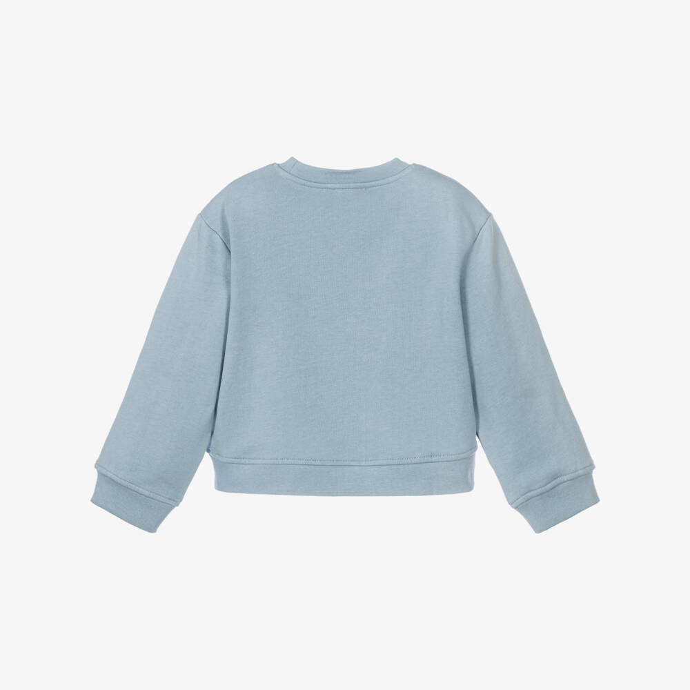 Stella McCartney Kids-Girls Blue Cotton Jersey Sweatshirt with Rope Logo | Childrensalon