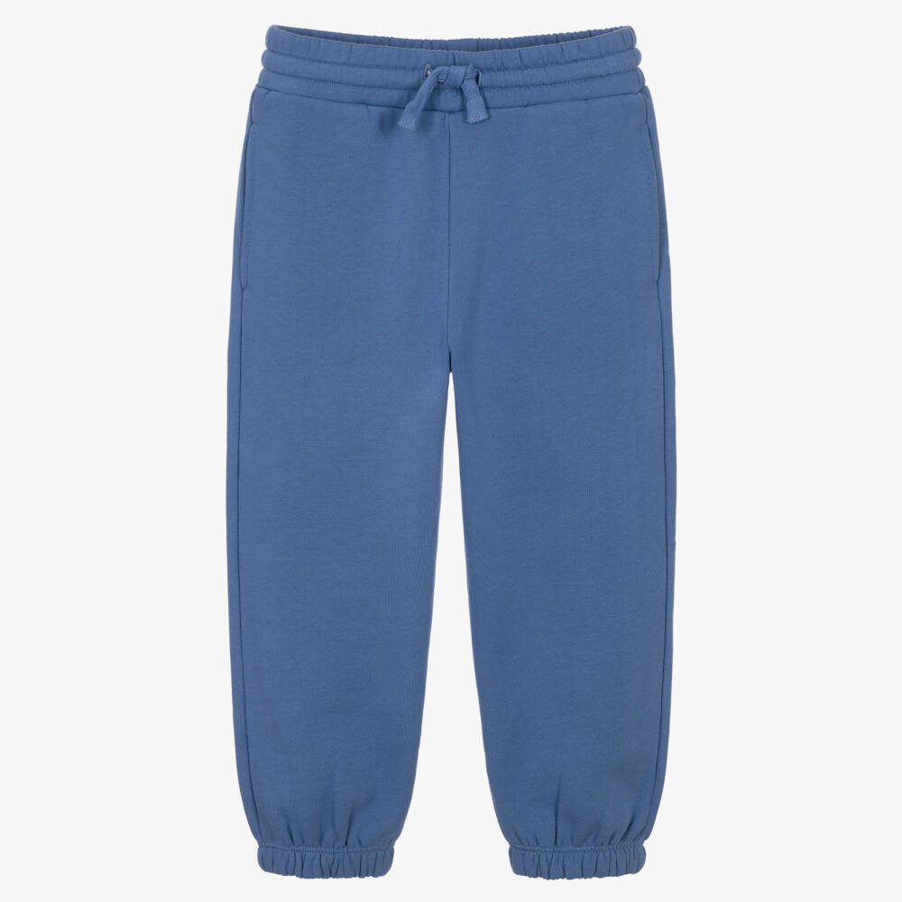 Stella McCartney Kids-Girls Blue Cotton Joggers with White Dove Logo | Childrensalon