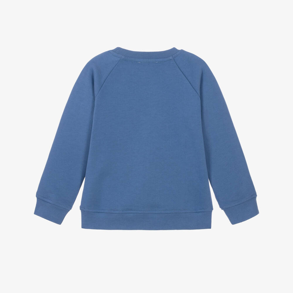 Stella McCartney Kids-Girls Blue Cotton Sweatshirt with White Dove Motif | Childrensalon