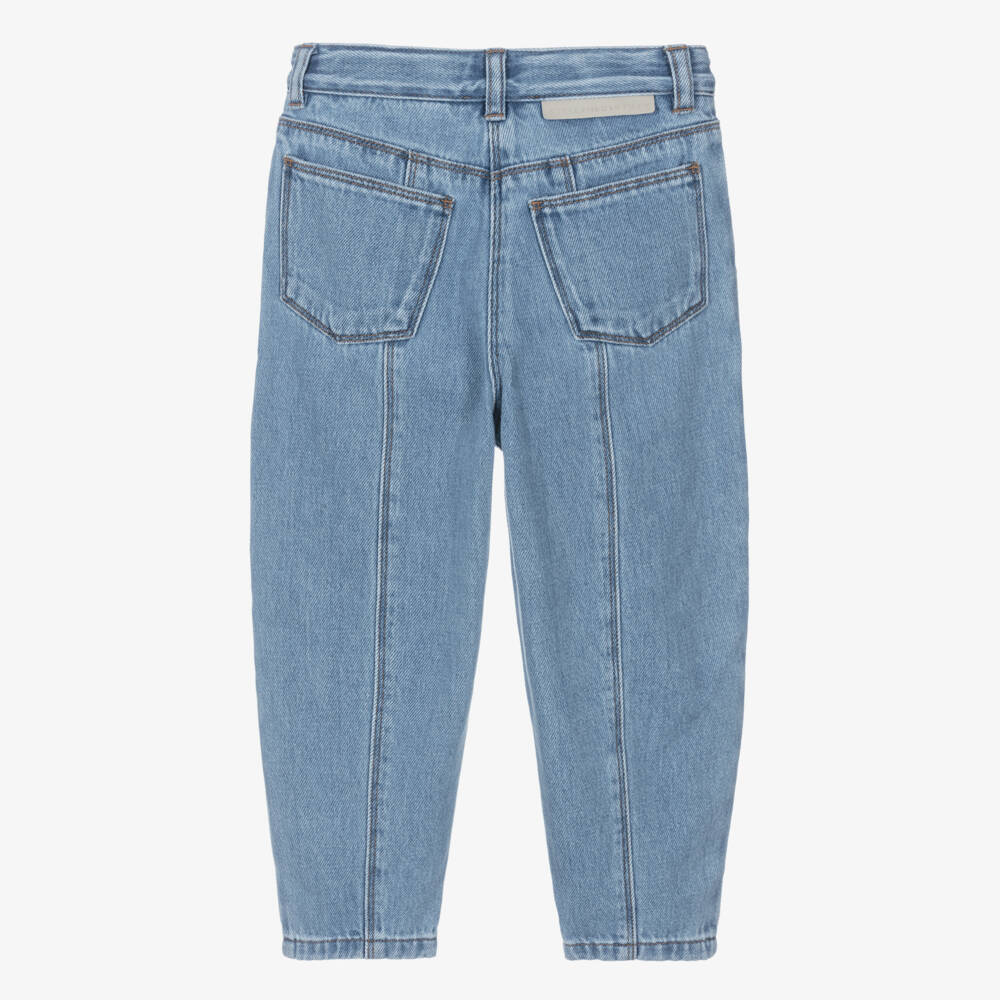 Stella McCartney Kids-Girls Blue Denim Barrel Leg Star Jeans | Childrensalon