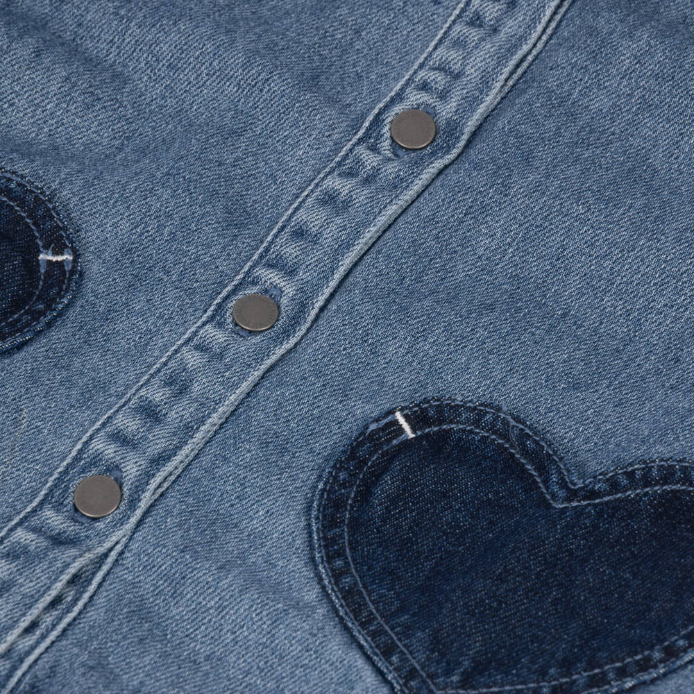 Stella McCartney Kids-Girls Blue Denim Dress with Heart Pockets | Childrensalon