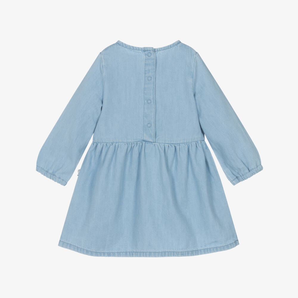Stella McCartney Kids-Платье голубое из денима Happy Flower для девочек | Childrensalon