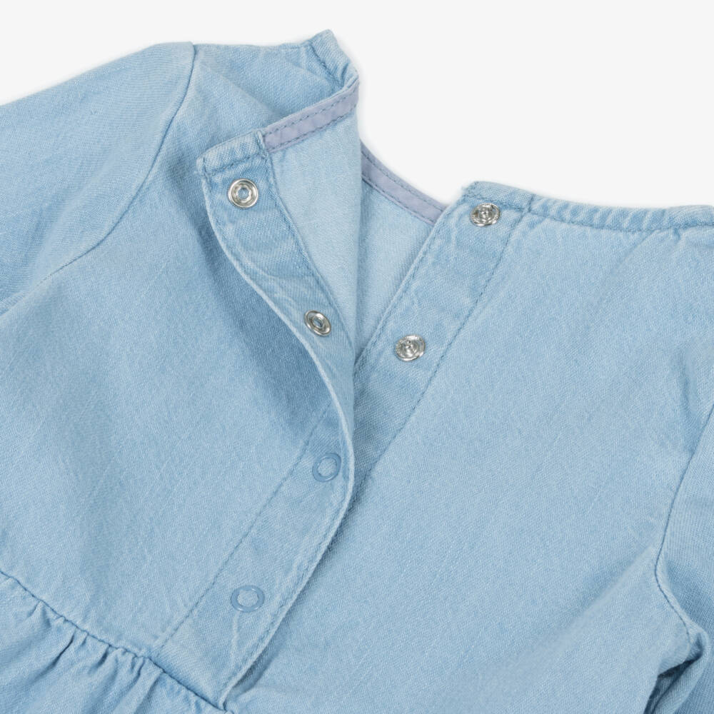 Stella McCartney Kids-Платье голубое из денима Happy Flower для девочек | Childrensalon