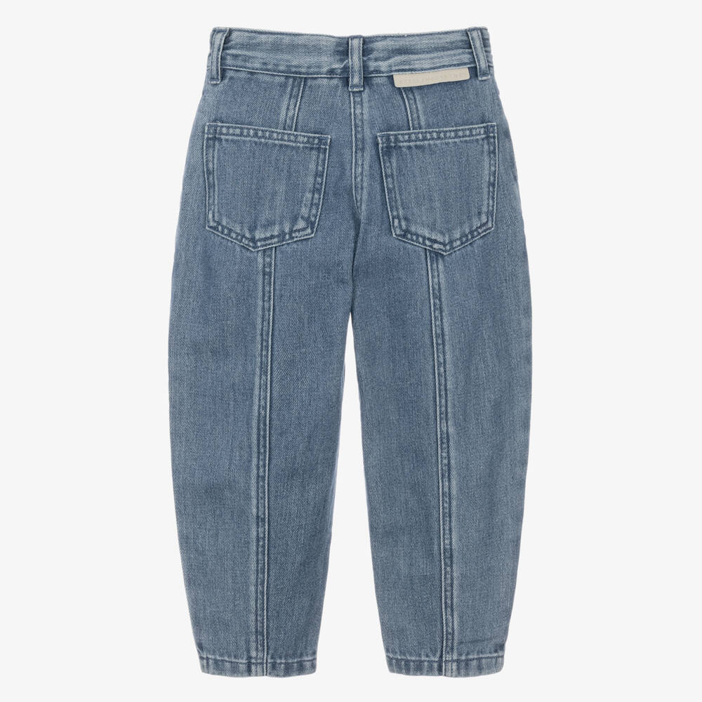 Stella McCartney Kids-Girls Blue Denim Jeans with Heart Motifs | Childrensalon