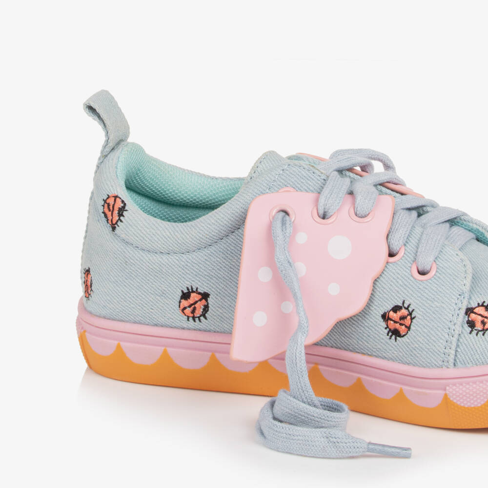 Stella McCartney Kids-Girls Blue Denim Ladybird Trainers | Childrensalon