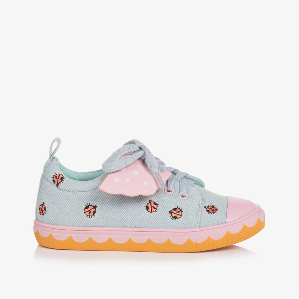 Stella McCartney Kids-Girls Blue Denim Ladybird Trainers | Childrensalon