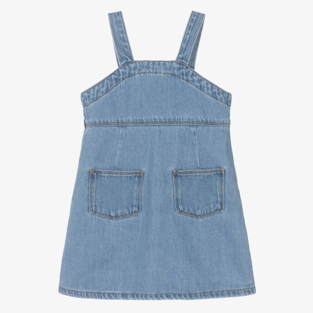 Stella McCartney Kids-Girls Blue Denim Sleeveless Star Dress | Childrensalon