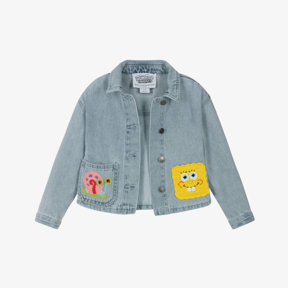 Stella McCartney Kids-Girls Blue Denim SpongeBob Jacket | Childrensalon
