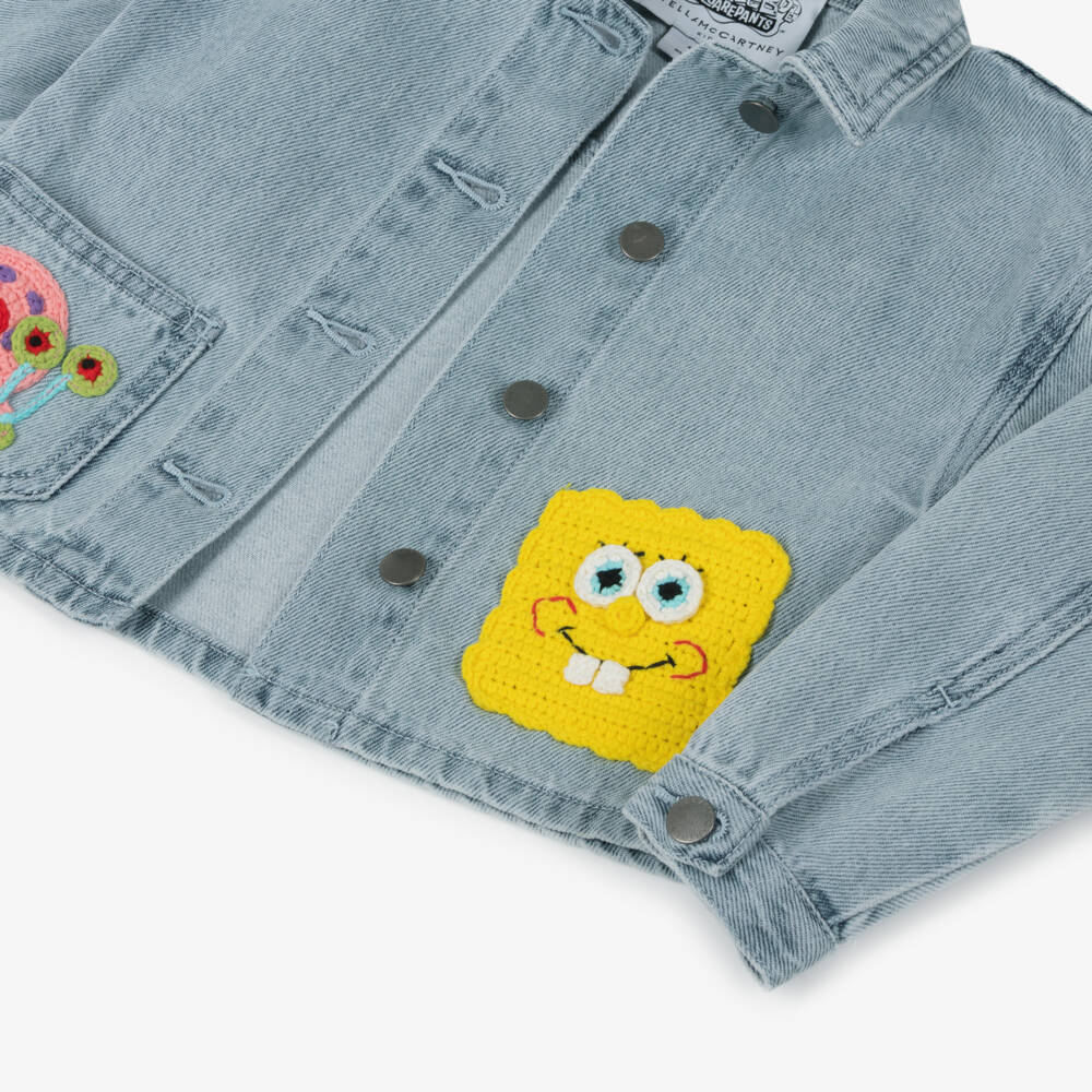 Stella McCartney Kids-Girls Blue Denim SpongeBob Jacket | Childrensalon
