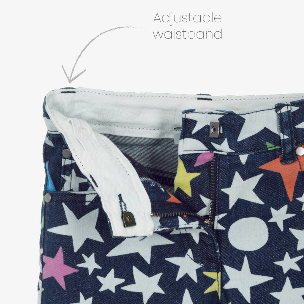 Stella McCartney Kids-Girls Blue Denim Star Print Jeans | Childrensalon