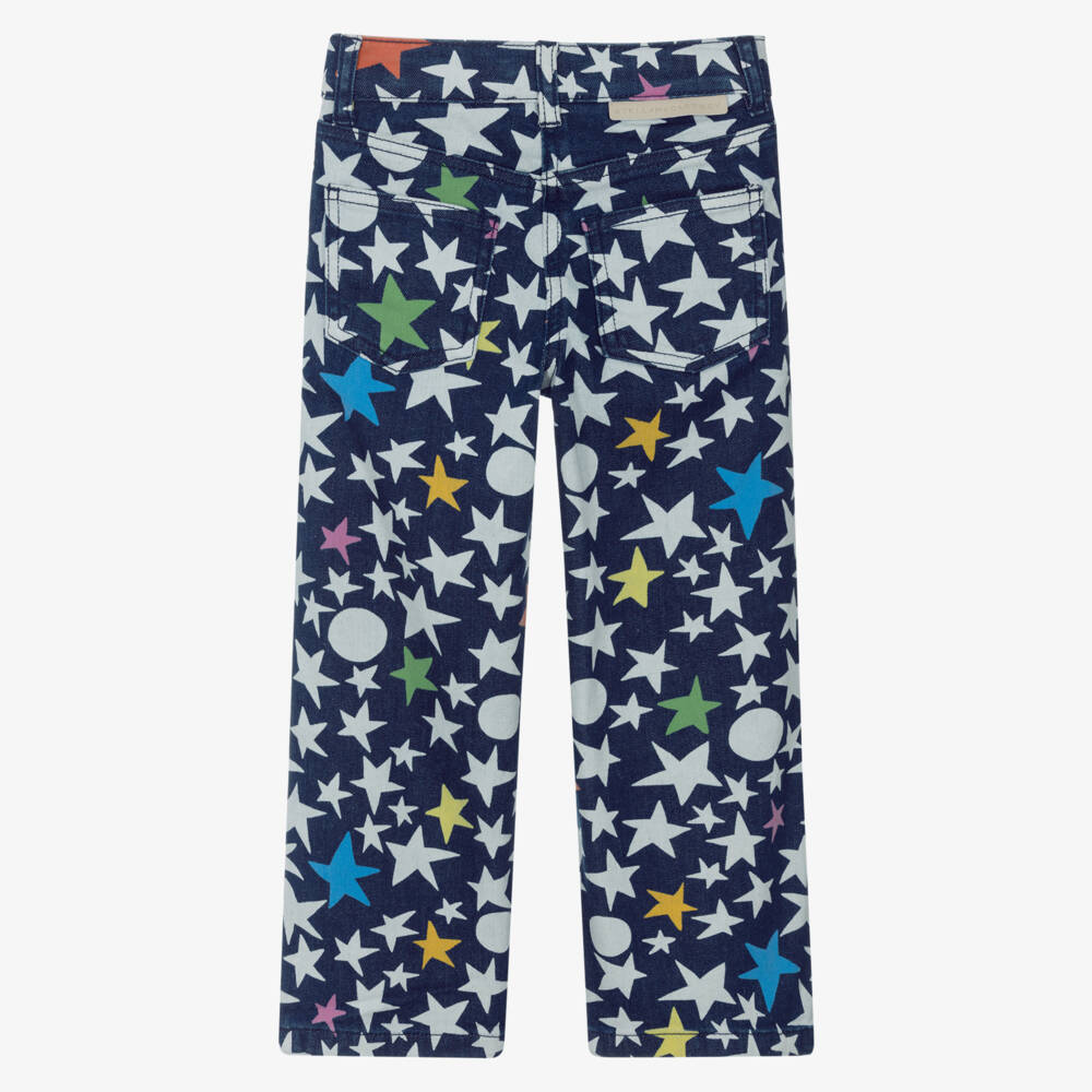 Stella McCartney Kids-Girls Blue Denim Star Print Jeans | Childrensalon