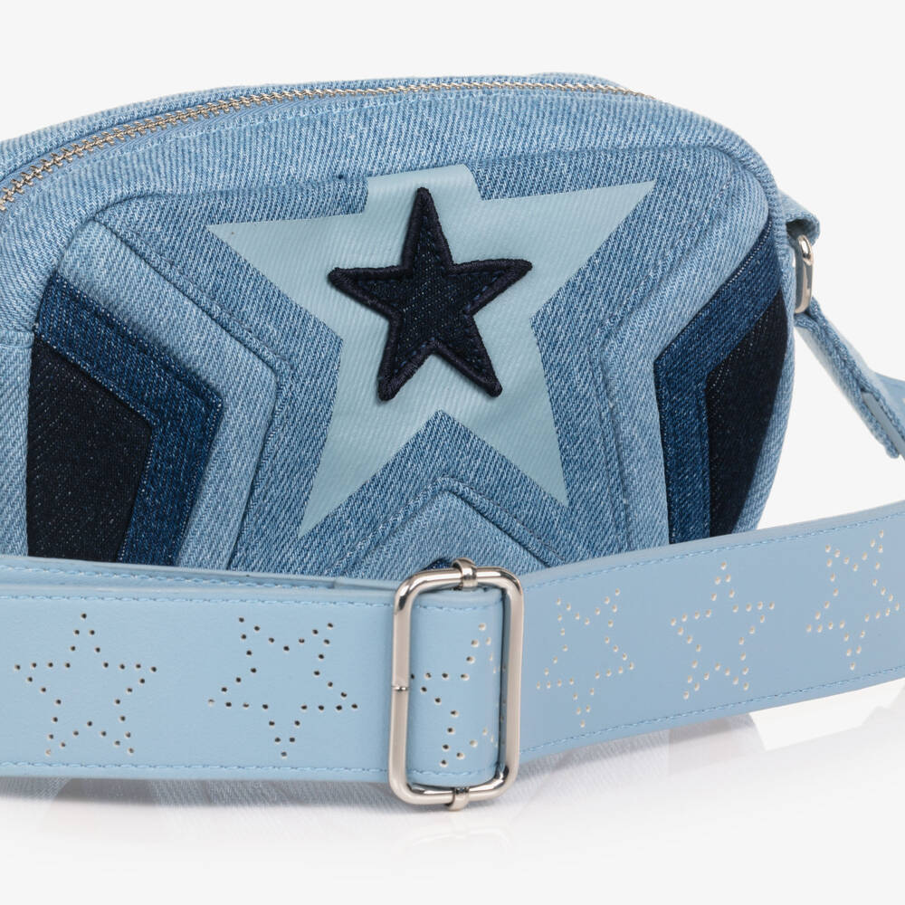 Stella McCartney Kids-Girls Blue Denim Star Shoulder Bag (19cm) | Childrensalon