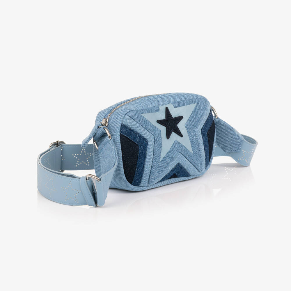 Stella McCartney Kids-Girls Blue Denim Star Shoulder Bag (19cm) | Childrensalon