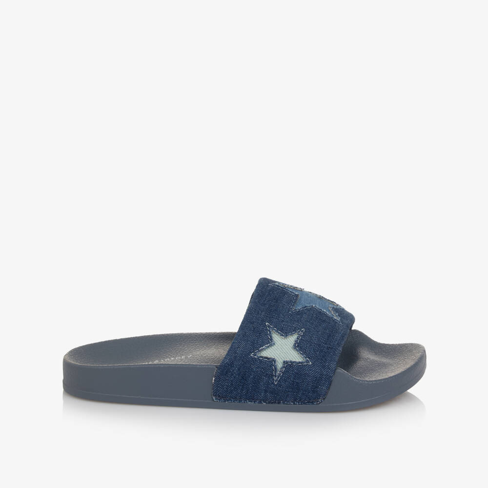 Stella McCartney Kids-Girls Blue Denim Star Sliders | Childrensalon