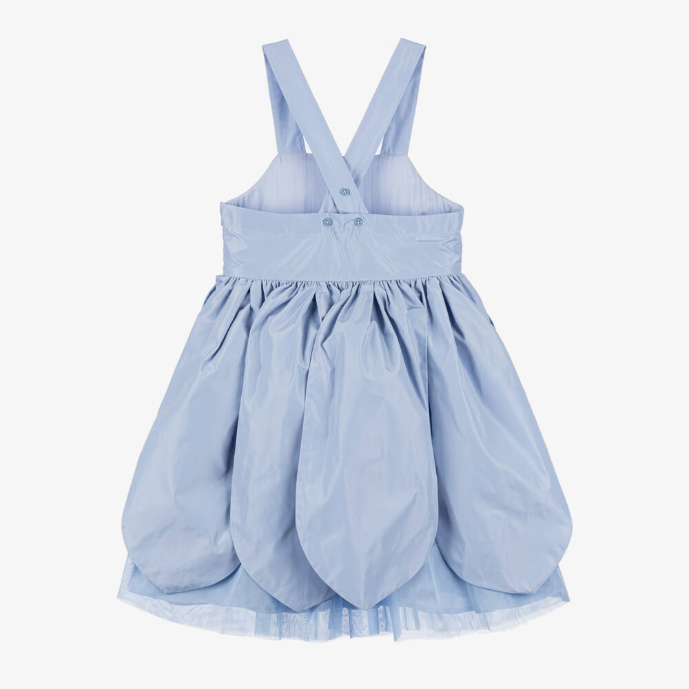 Stella McCartney Kids-Girls Blue Taffeta Petal Pinafore Dress | Childrensalon