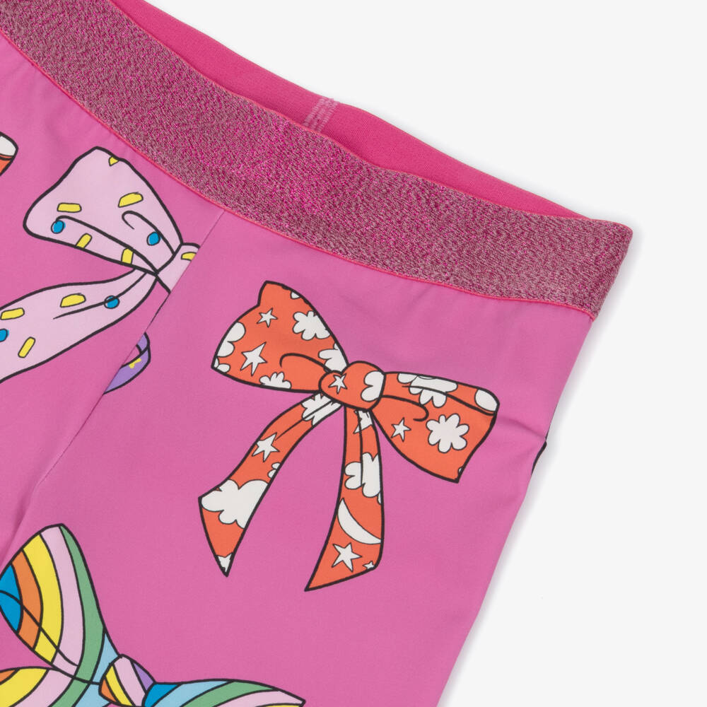 Stella McCartney Kids-Girls Bright Pink Leggings With Playful Bows Print | Childrensalon