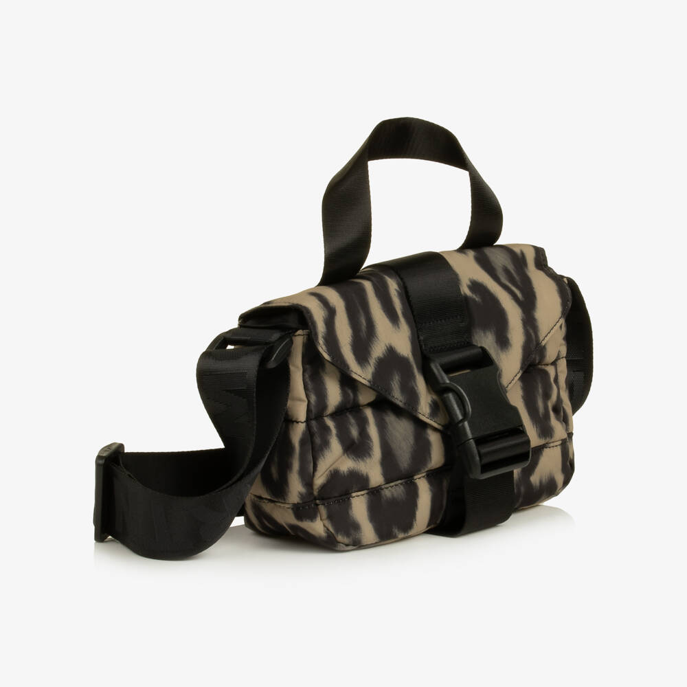 Stella McCartney Kids-Girls Brown Leopard Print Quilted Bag (20cm) | Childrensalon