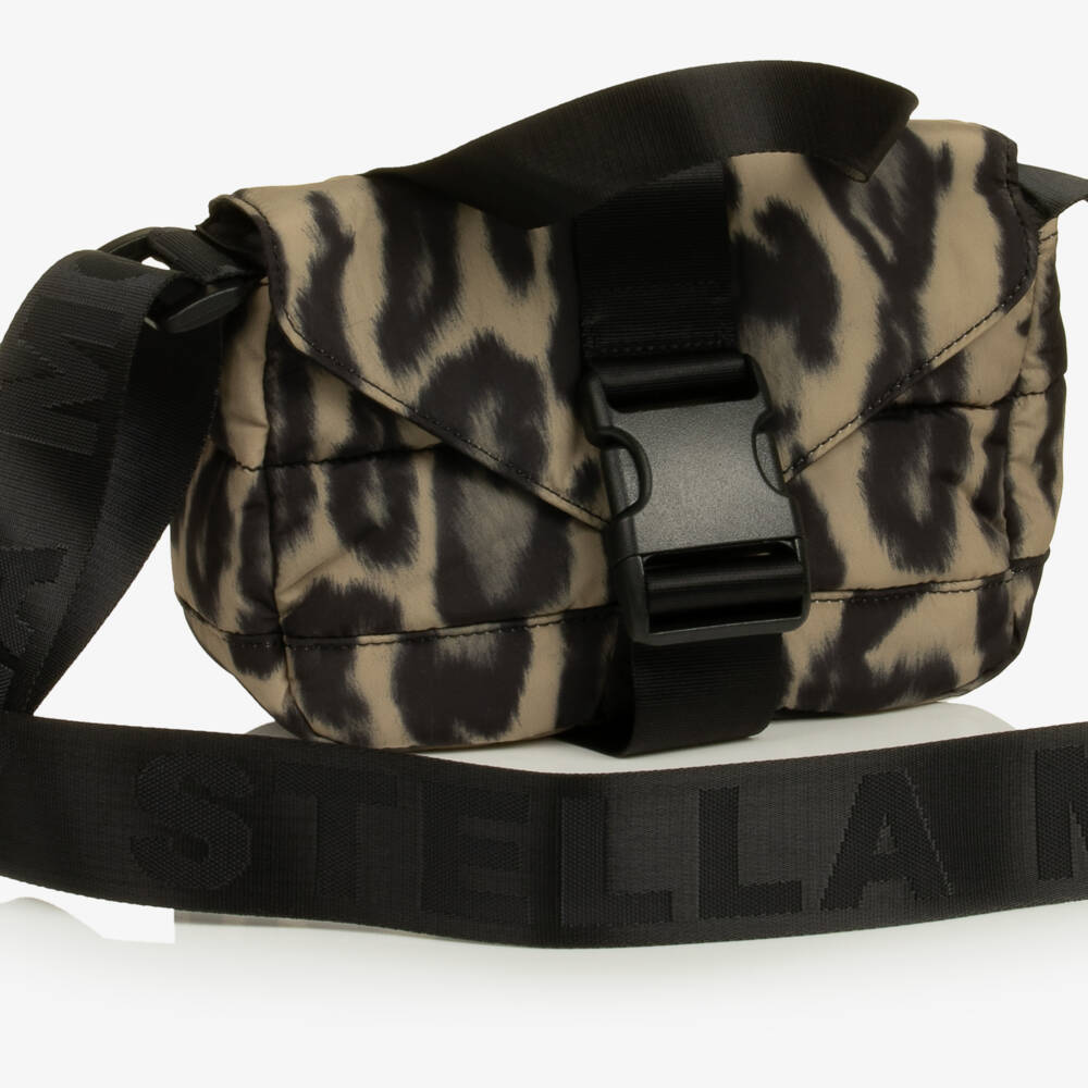 Stella McCartney Kids-Girls Brown Leopard Print Quilted Bag (20cm) | Childrensalon
