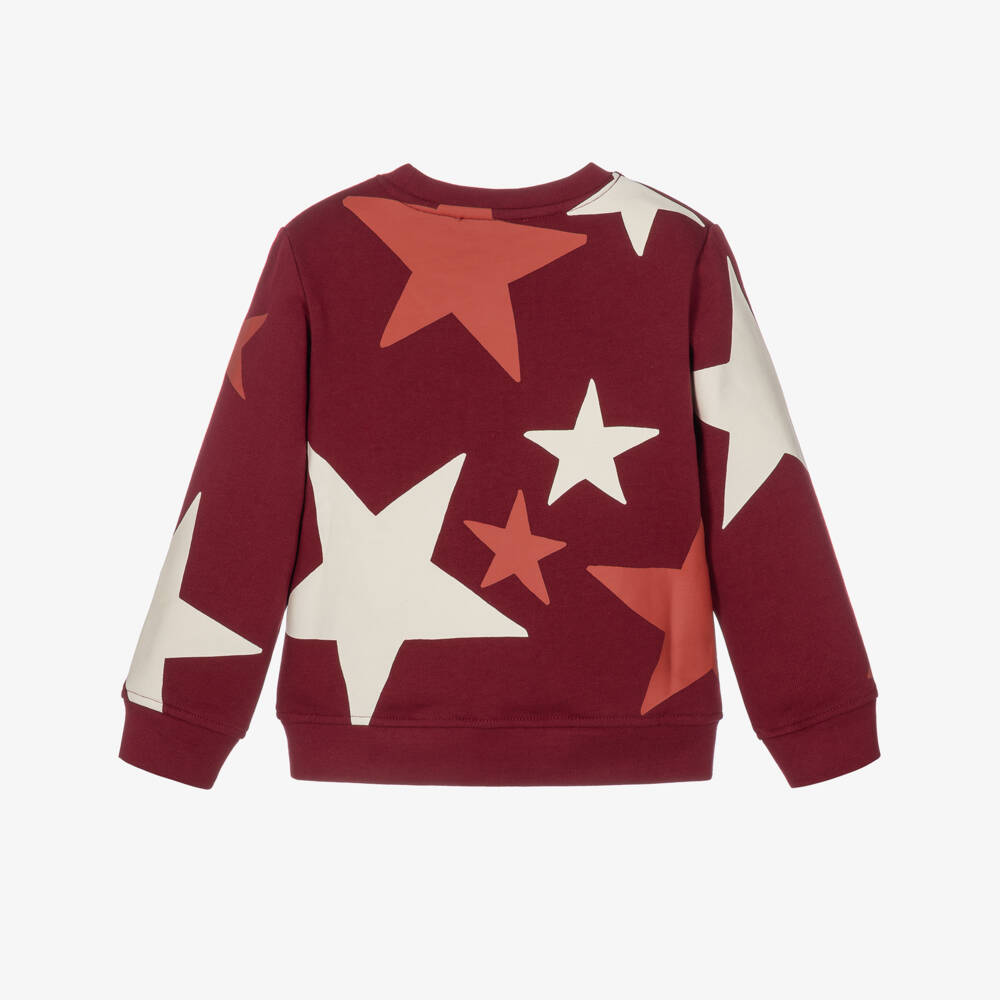 Stella McCartney Kids-Girls Burgundy Cotton Star Print Sweatshirt | Childrensalon