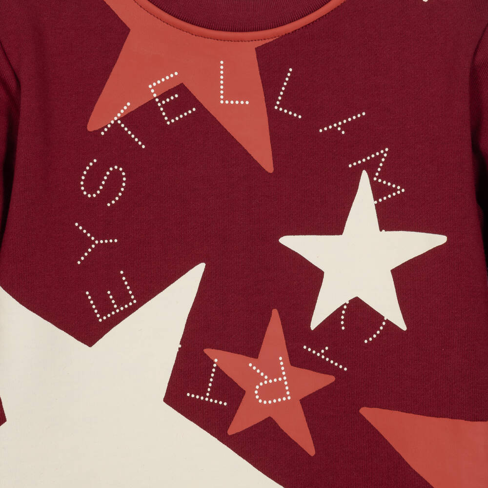 Stella McCartney Kids-Girls Burgundy Cotton Star Print Sweatshirt | Childrensalon