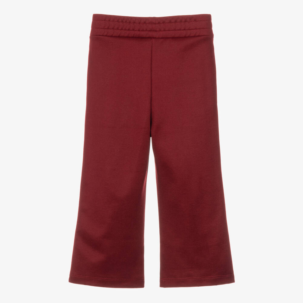 Stella McCartney Kids-Girls Burgundy Joggers with White Piping | Childrensalon