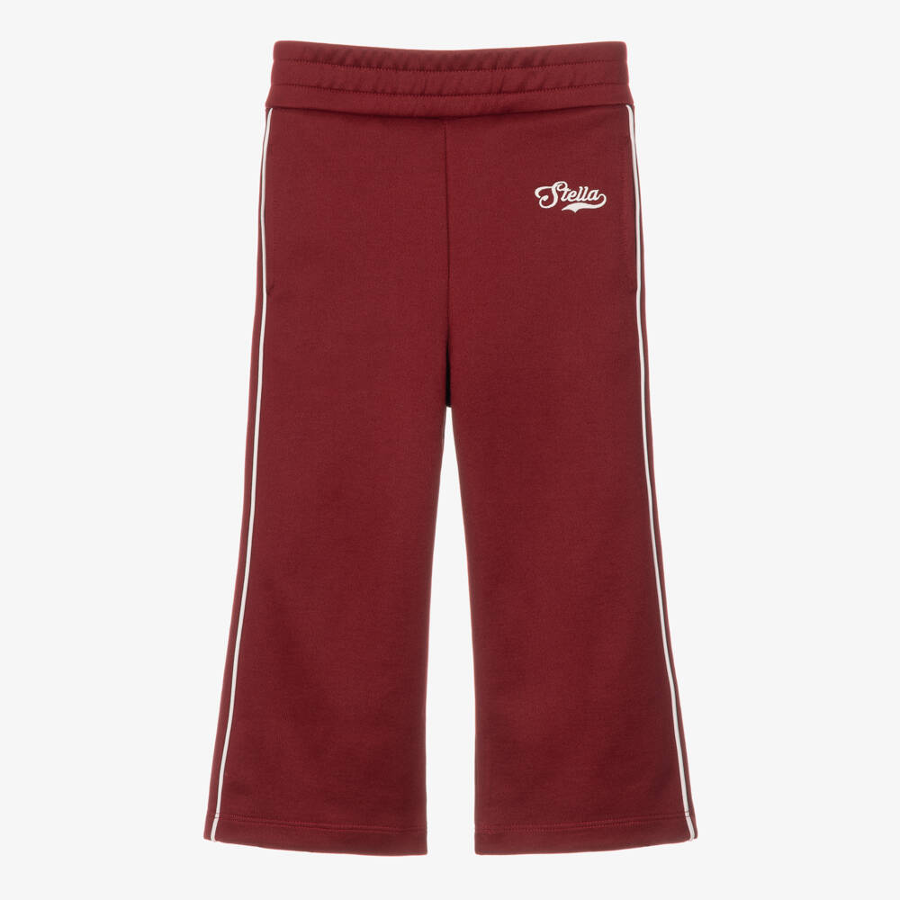 Stella McCartney Kids-Girls Burgundy Joggers with White Piping | Childrensalon