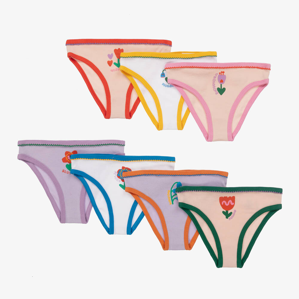 Stella McCartney Kids-Girls Colourful Cotton Knickers (7 Pack) | Childrensalon