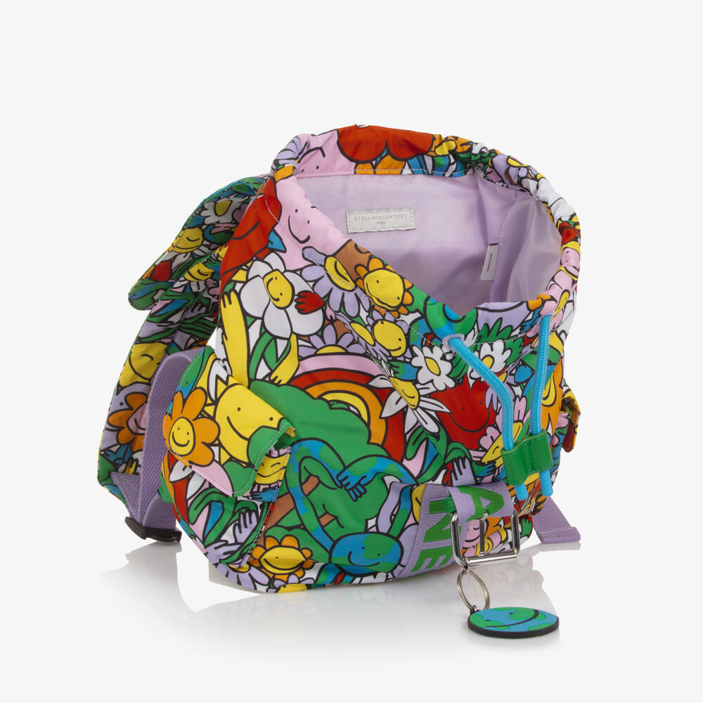 Stella McCartney Kids-Girls Colourful Earth & Smiling Flowers Backpack (27cm) | Childrensalon